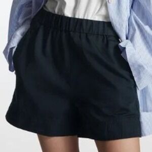 COS NWT Women's 14 Navy Organic Cotton Pull On Elastic Waist Shorts Casual Comfy